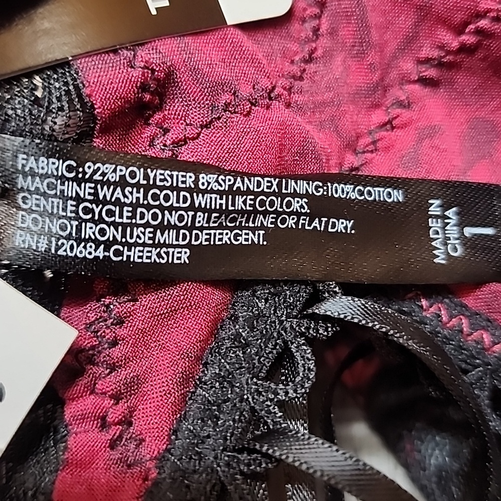 Torrid Satin Cheekster Burgendy & Black Skull Lace Trim Panties New with Tags - Picture 11 of 11